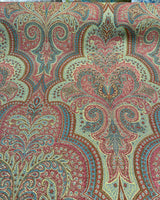 Robert Allen Shahmin Cassis Chenille Upholstery Fabric - Pink, Green Damask, 57" Width (1 Yard)
