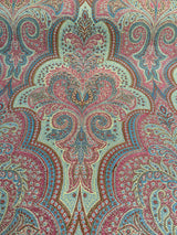 Robert Allen Shahmin Cassis Chenille Upholstery Fabric - Pink, Green Damask, 57" Width (1 Yard)