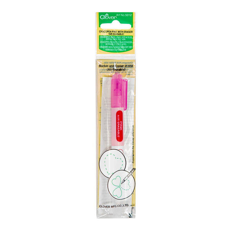 Clover Chacopen Air Erasable Fabric Marker with Eraser - Pink