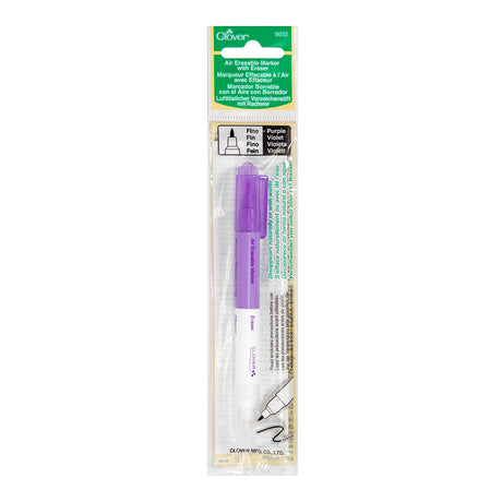 Clover Air Erasable Fabric Marker with Eraser - Purple, Fine