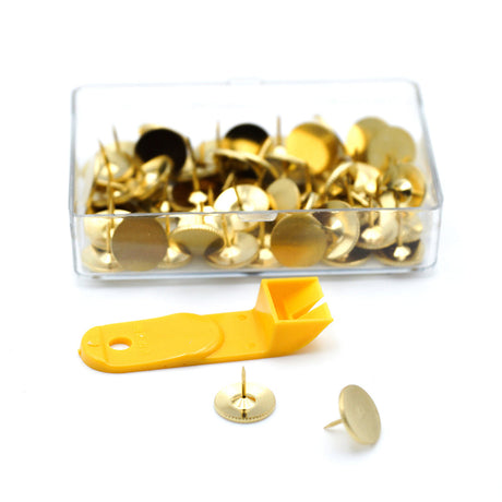 Clover Needlecraft Thumb Tacks with Remover - Brass - 60 pc