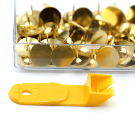 Clover Needlecraft Thumb Tacks with Remover - Brass - 60 pc