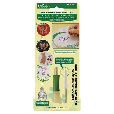 Clover Punch Needle Embroidery Stitching Tool with 3-Ply Needle Refill