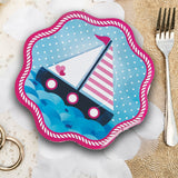 8 Ct. Pink Nautical Party Paper Dinner Plates Baby Shower & 1st Birthday Celebrations 10.5"