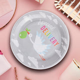 8 Ct.Bundle of Joy Stork Baby Shower Paper Dinner Disposable Plates 9"