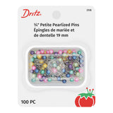 Dritz Petite Pearlized Pins - 3/4" Assorted Colors - 100 ct