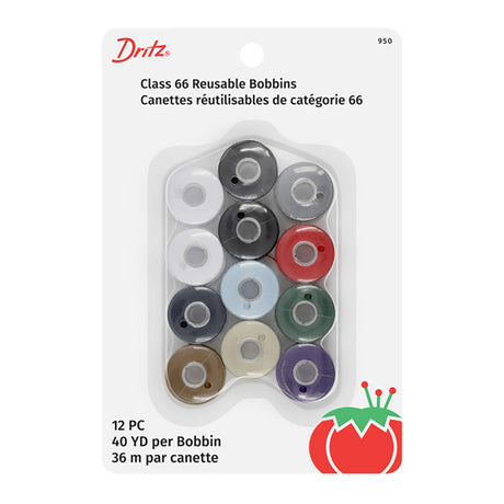 Dritz Class 66 Pre-Filled Bobbins - Assorted Colors - 12ct