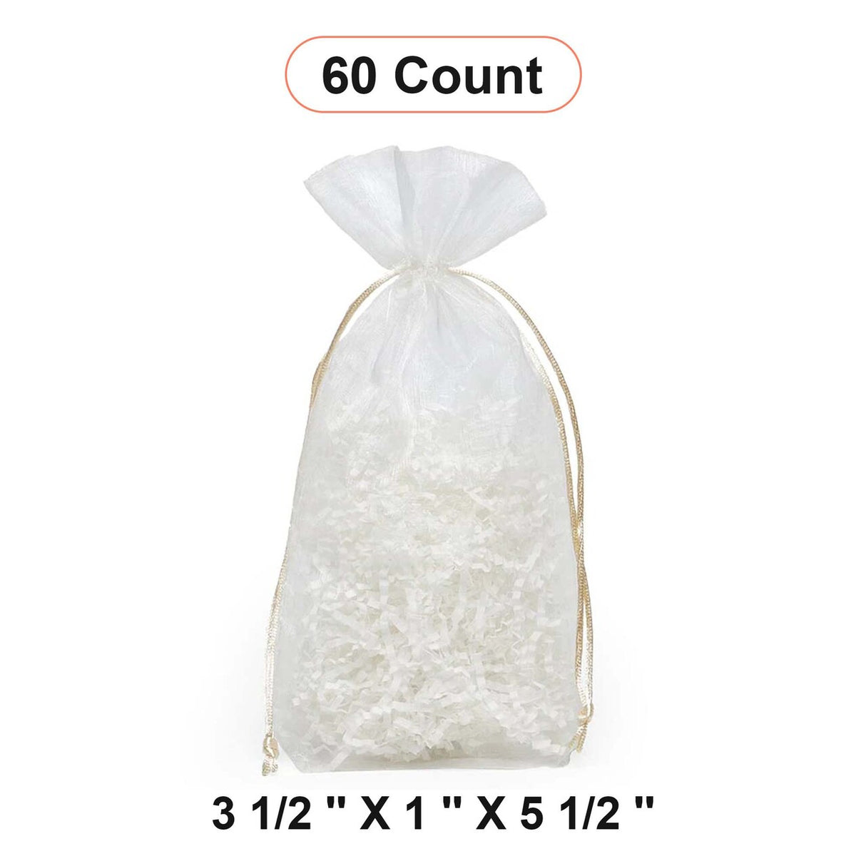 Flat Bottom Organza Bags 3 1/2''x1''x5 1/2'' for Wedding Favors