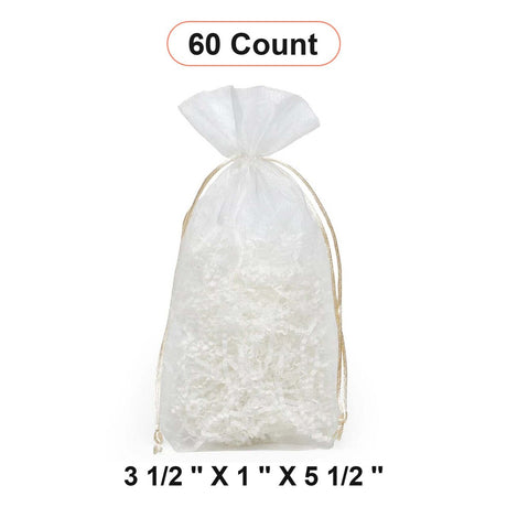 Flat Bottom Organza Bags 3 1/2''x1''x5 1/2'' for Wedding Favors