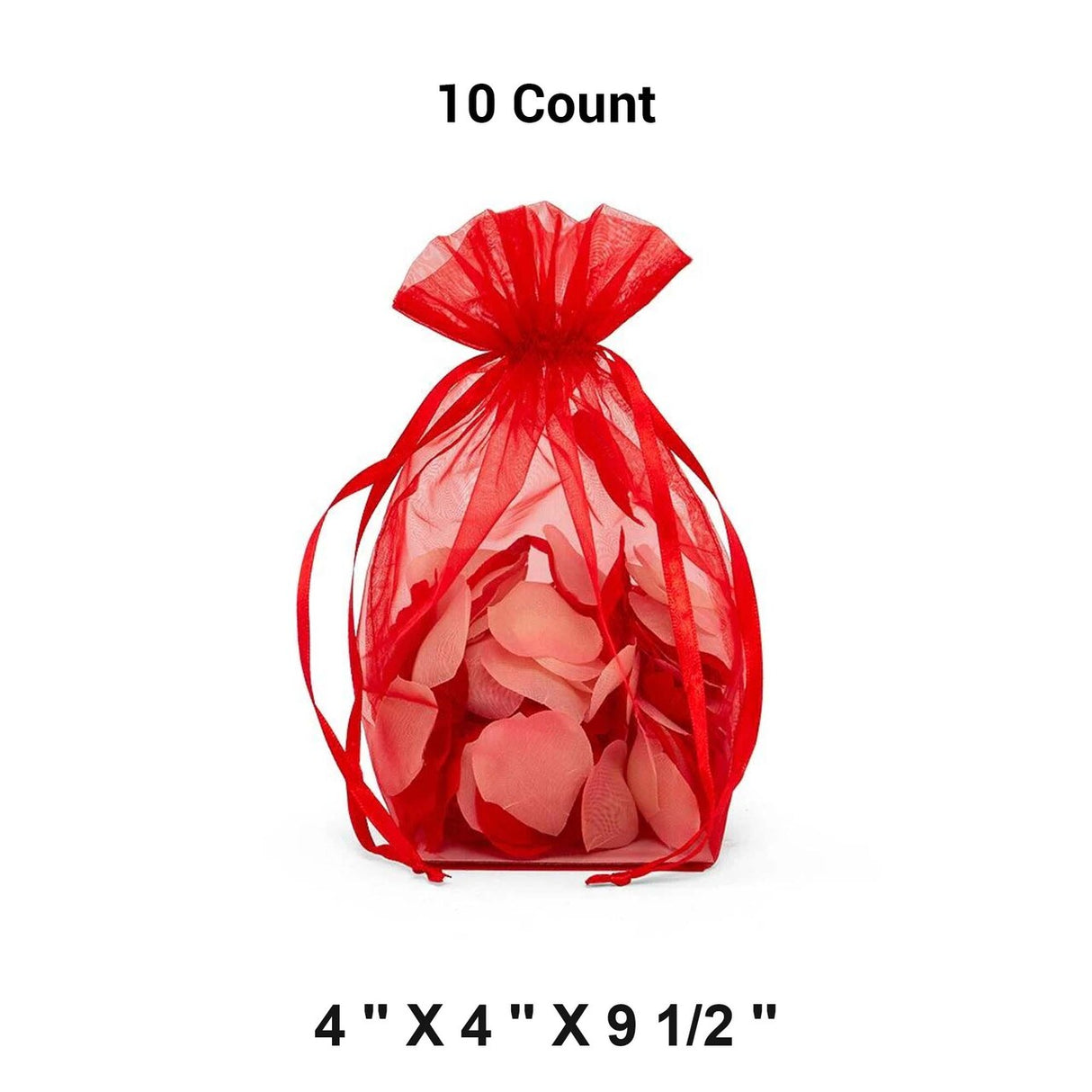 Cardboard Square Bottom Organza Bags 4'' x 4'' x 9 1/2'' for Events