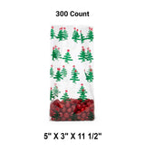 5” x 3” x 11.5” Holiday Cello Bags with Festive Patterns