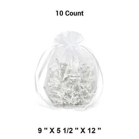 Wide Round Flat Bottom Organza Bags 9'' x 5 1/2'' x 12'' for Favors