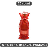Decorative Bow Tie Organza Wine Bag 6" x 14"
