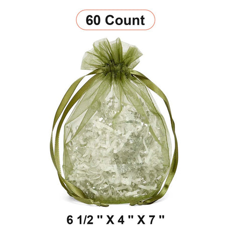 Wide Round Flat Bottom Organza Bags 6 1/2'' x 4'' x 7'' for Luxurious Wrapping