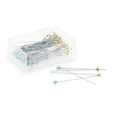Dritz Crystal Glass Head Pins - 1.875" Assorted Colors - 100 PC