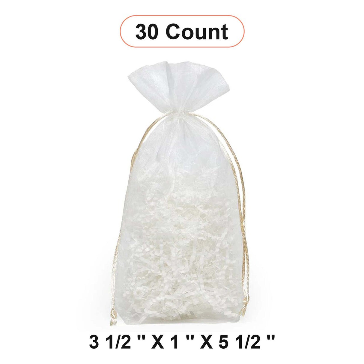 Flat Bottom Organza Bags 3 1/2''x1''x5 1/2'' for Wedding Favors
