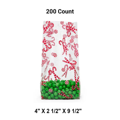 4” x 2.5” x 9.5” Christmas Cello Bags for Candy and Gifts