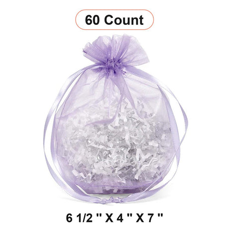 Wide Round Flat Bottom Organza Bags 6 1/2'' x 4'' x 7'' for Favor Packaging