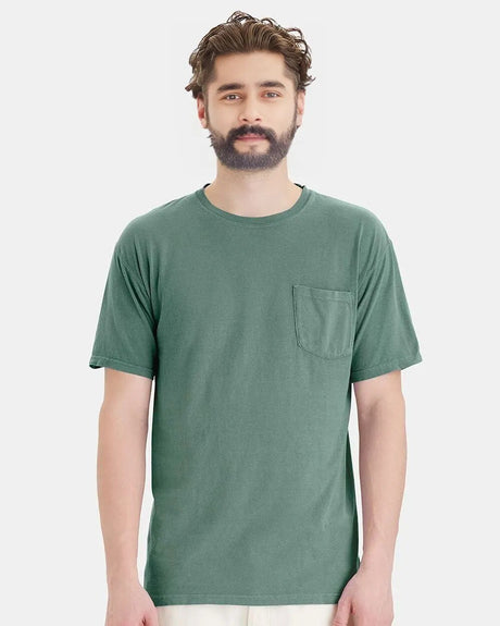ComfortWash Hanes garment-dyed cotton crewneck pocket T-shirt