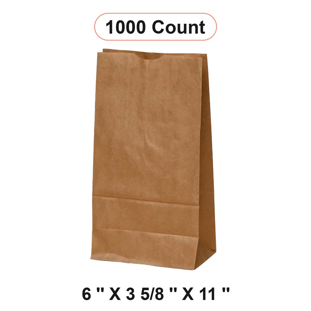 Kraft Retail Bags 6'' x 3 5/8'' x 11''