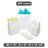 Plain White Kraft Shopping Bag 12" x 9" x 15 1/4"