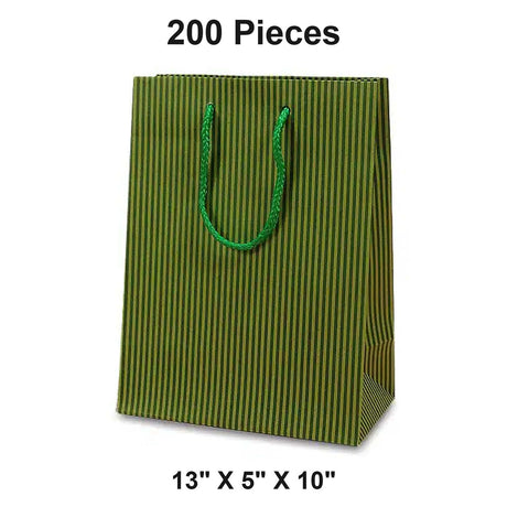 Wide Pinstripe Paper Euro Totes 13'' X 5'' X 10'' Sturdy
