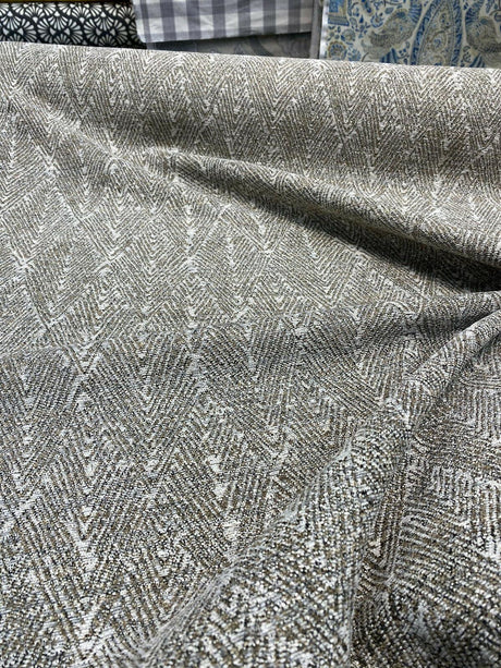 Diamond Ball Antique Dove Chenille Upholstery Fabric - Beige, Woven Chenille, 54" Width, 4" Horizontal Repeat, 8" Vertical Repeat (1 Yard)