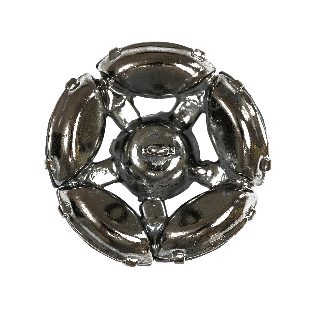 Swarovski Hematite and Jet Rhinestones Shank Back Button - 44L/28mm
