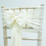 1 Piece White Chiffon Chair Back Cover with Sash Elegant Slipcover for Chiavari Chairs