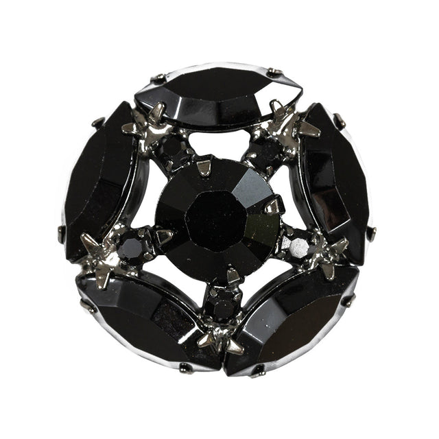 Swarovski Hematite and Jet Rhinestones Shank Back Button - 44L/28mm