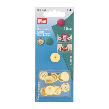 Prym Cover Buttons - Gold 15mm - 7 ct