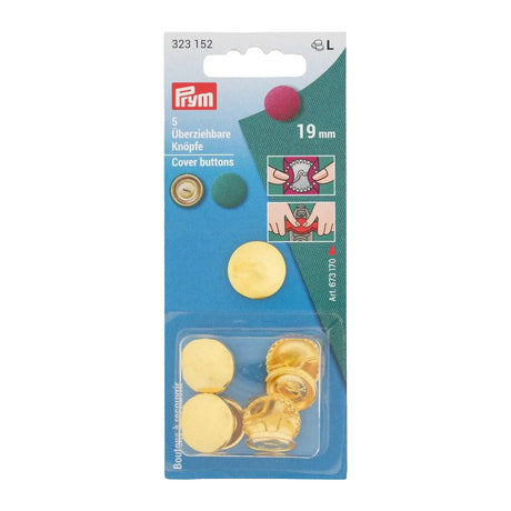 Prym Cover Buttons - Gold 19mm - 5 ct