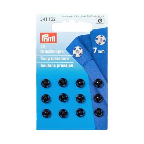 Prym Sew-On Snap Fasteners - Black Brass 7mm - 12 ct