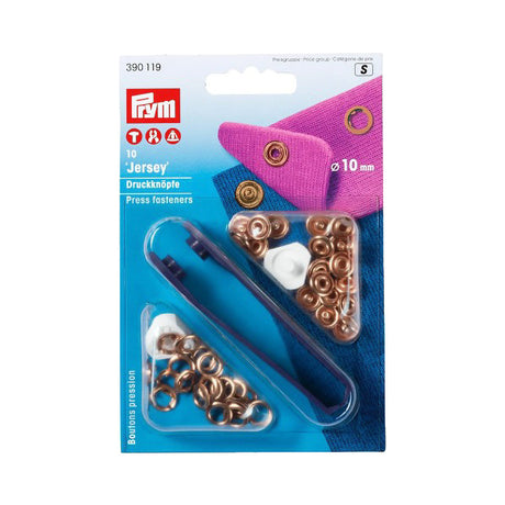 Prym Jersey Press Fasteners and Tools - Copper-Plated 10mm - 10pc