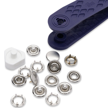 Prym Jersey Press Fasteners and Tools - Silver Capped 12mm - 6pc