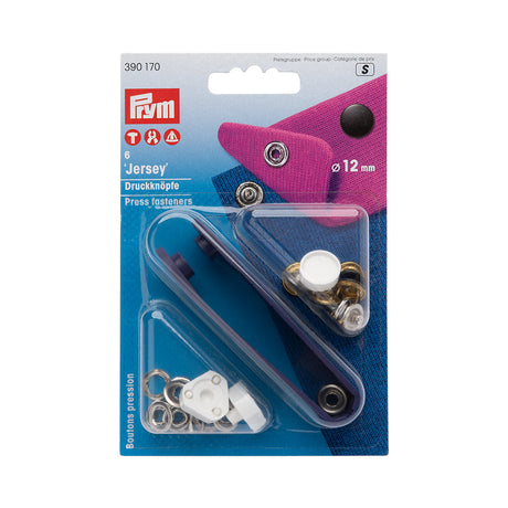 Prym Jersey Press Fasteners and Tools - Black Capped 12mm - 6pc