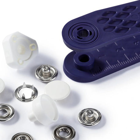 Prym Jersey Press Fasteners and Tools - White Capped 12mm - 6pc