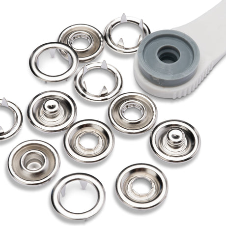 Prym Jersey Press Fasteners and Tools - Silver 18mm - 6pc