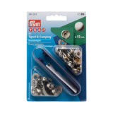 Prym Sport & Camping Press Fasteners and Tools - Silver 15mm - 10pc