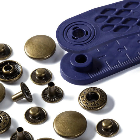 Prym Anorak Press Fasteners with Tools - Antique Brass 15mm - 10pc