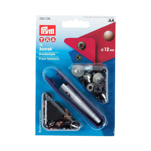 Prym Anorak Press Fasteners with Tools - Antique Copper 12mm - 10pc