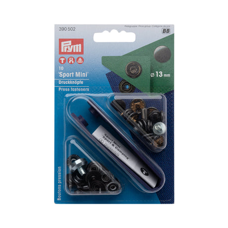 Prym Sport Mini Press Fasteners with Tools - Silver 13mm - 10pc