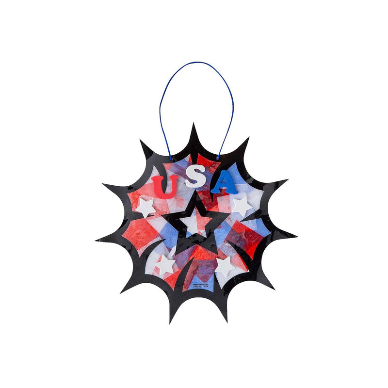 8" x 7 3/4" 4th of July Starburst Tissue Paper Acetate Sign Craft Kit Makes 12 Pieces