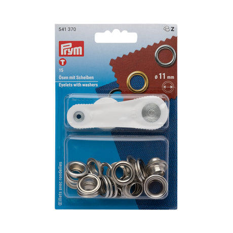 Prym Eyelets with Washers with Tools - Silver 11mm - 15pc