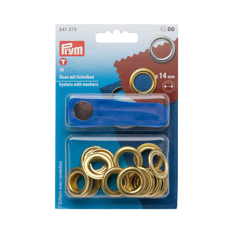 Prym Eyelets with Washers and Tools - Gold 14mm - 10pc