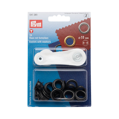 Prym Eyelets with Washers with Tools - Burnished Black 11mm - 15pc