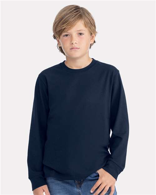 Next Level® Youth Cotton Long Sleeve Crewneck T-Shirt