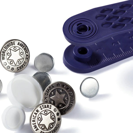 Prym Jeans Buttons - Antique Silver American Star 17mm - 8pc