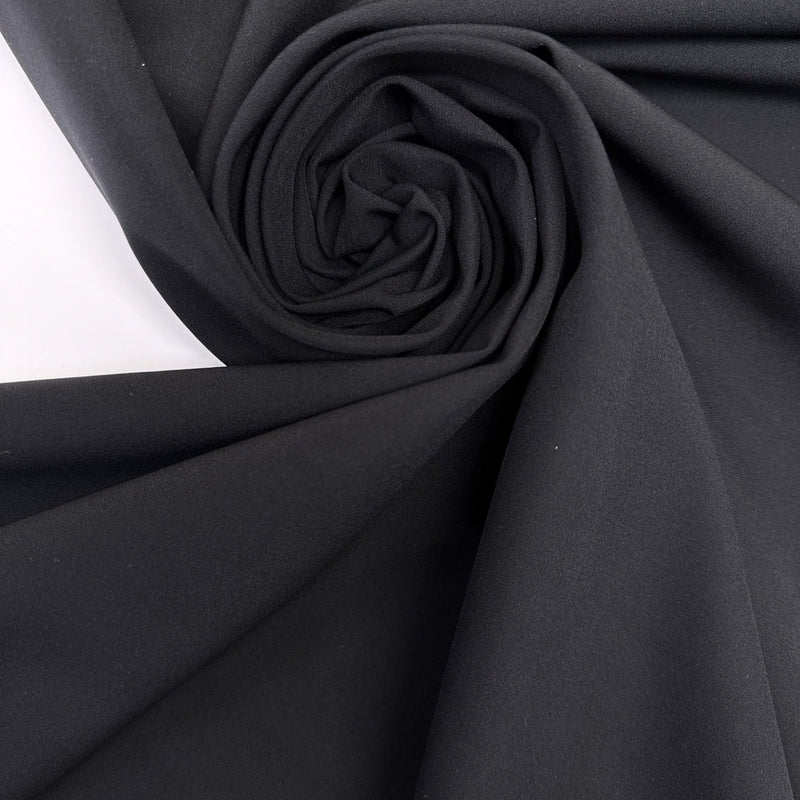 Black Polyester Elastane Suit Fabric