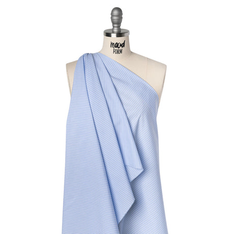 Cotton Shirting - Blue Bell and White Chambray Stripes - Deadstock